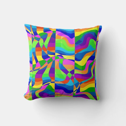 Crazy Neon Rainbow Style Throw Pillow