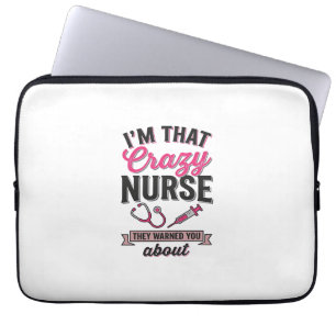 Crazy Nurse Quote Vintage Engraving Shirt Design_1 Laptop Sleeve