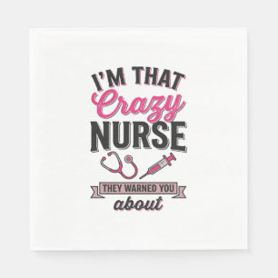 Crazy Nurse Quote Vintage Engraving Shirt Design_1 Napkins