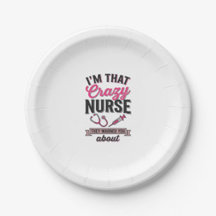 Crazy Nurse Quote Vintage Engraving Shirt Design_1 Paper Plates
