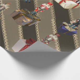 Crazy Nutcrackers Standing on Gifts Brown Wrapping Paper