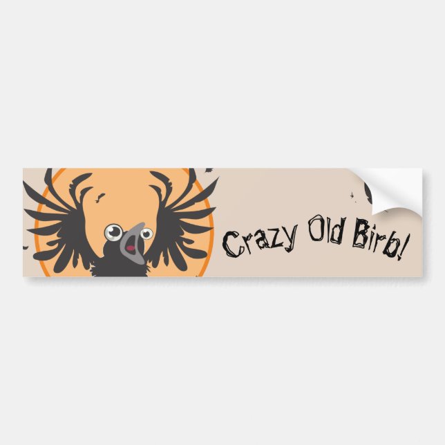 Crazy Old Birb Raven Bumper Sticker (Front)