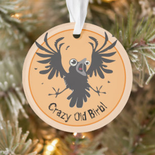 Crazy Old Birb Raven Ornament