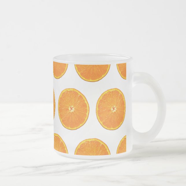 Crazy on Clementines Frosted Glass Coffee Mug (Right)