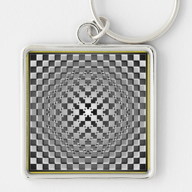 Crazy Optical Illusion - Morphing Metal Square Keychain (Front)