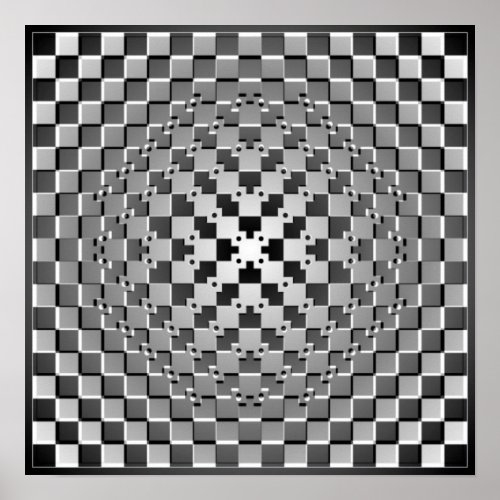 Crazy Optical Illusion _ Morphing Metal Square Poster