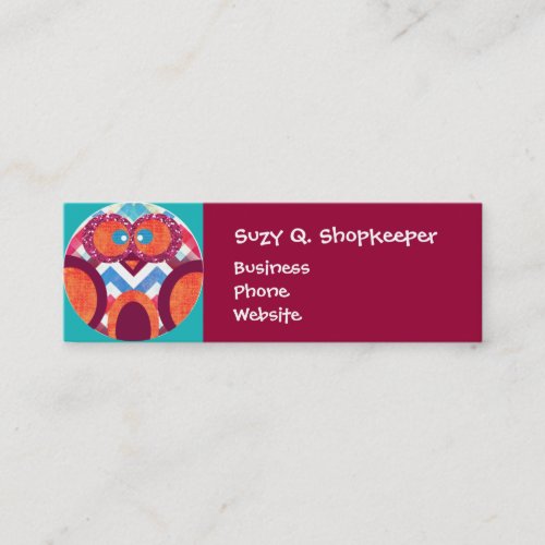 Crazy Owl Colorful Chevron Purple Orange Pink Blue Mini Business Card