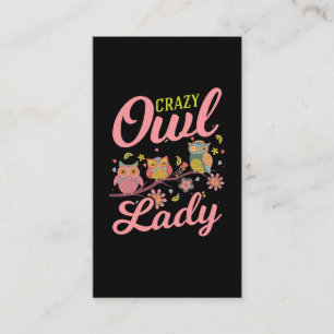 Crazy Owl Lady Colorful Owls Business Card