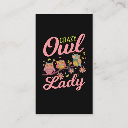 Crazy Owl Lady Colorful Owls Business Card