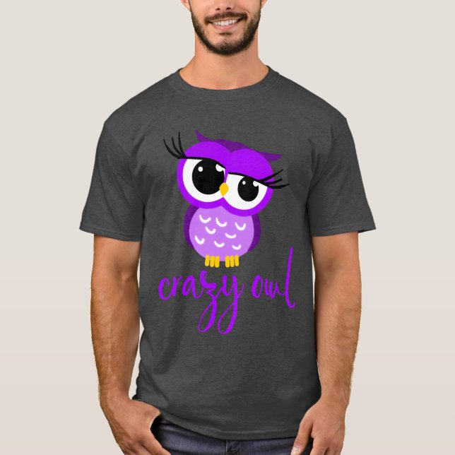 Crazy Owl Lady Cute Nocturnal Bird Predator Birds  T-Shirt (Front)