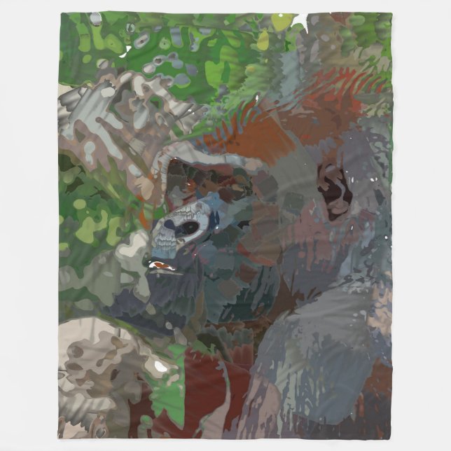 Crazy Paint - Gorilla Fleece Blanket (Front)
