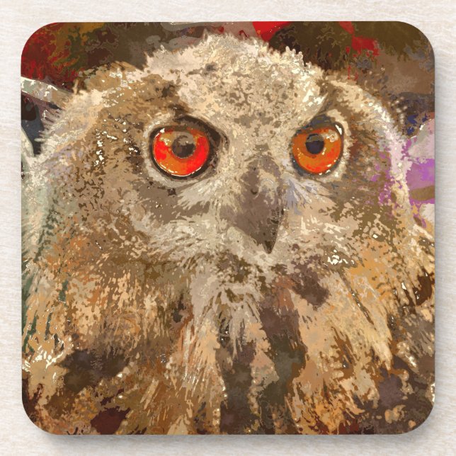 Crazy Paint -  Owl Beverage Coaster (Front)