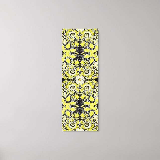 Crazy Paisley Kaleidoscope Yellow & Black Canvas Print (Front)