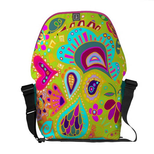 Crazy Paisley Lime Green, Turquoise, Pink BAG Commuter Bag | Zazzle