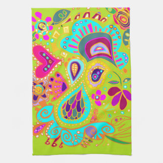 Crazy Paisley Towel in LIME green, pink, aqua