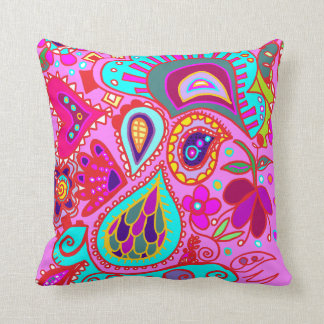 Crazy Paisley TWO sided PINK & PURPLE Throw Pillow
