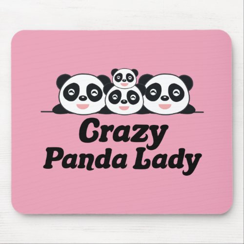 Crazy Panda Lady Pretty Pink Pandas Mouse Pad