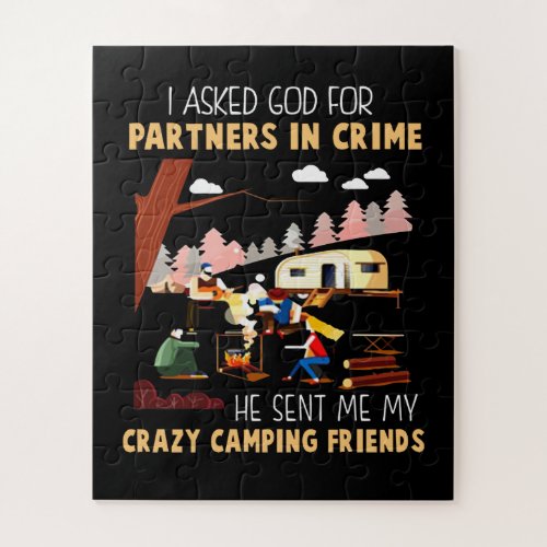 Crazy Partners Camping Friends Custom Gift Jigsaw Puzzle