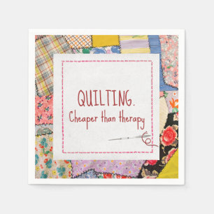 Crazy Patchwork Quilt With Fun Quote Napkins