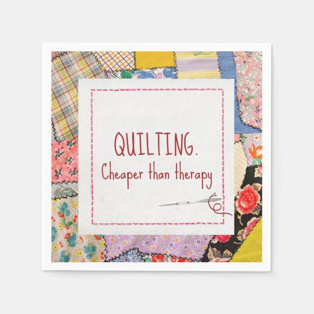 Crazy Patchwork Quilt With Fun Quote Napkins (Front)