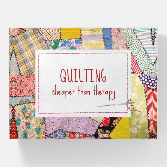 Crazy Patchwork Quilt With Fun Quote Paperweight (Front)