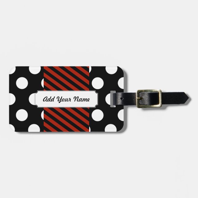Crazy Patterns Luggage Tag w/ leather strap (Front Horizontal)