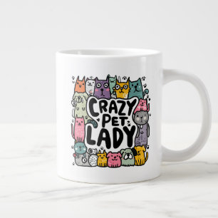 Crazy Pet Lady – Colorful Dogs and Cats Giant Coffee Mug