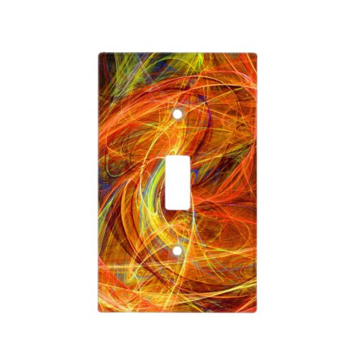 CRAZY PHOTON Abstract Orange Yellow Fractal Swirls Light Switch Cover