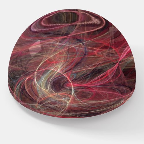 CRAZY PHOTON Abstract Pink Brown Fractal Swirls Paperweight