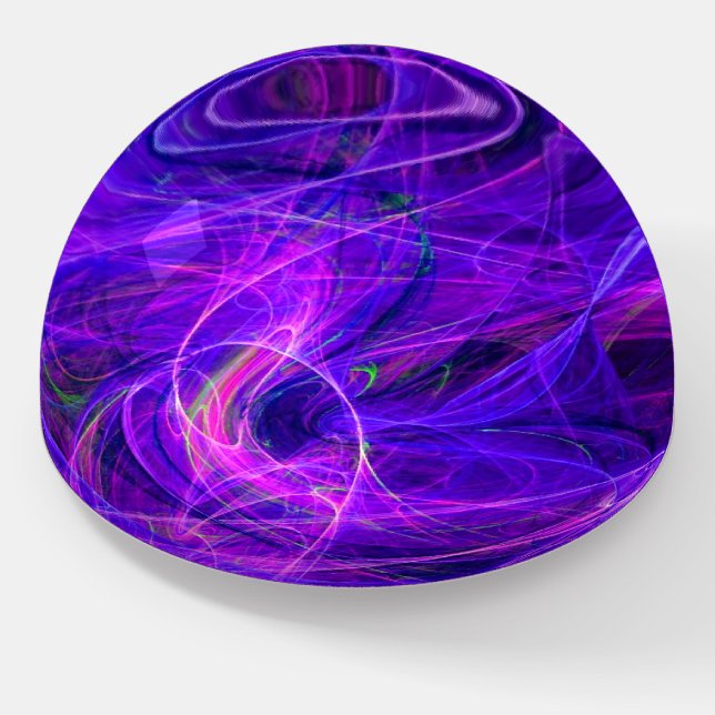 CRAZY PHOTON Abstract Pink Purple Fractal Swirls Paperweight (Angled)