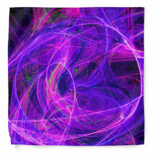 CRAZY PHOTON Abstract Purple Blue Fractals,Swirls Bandana