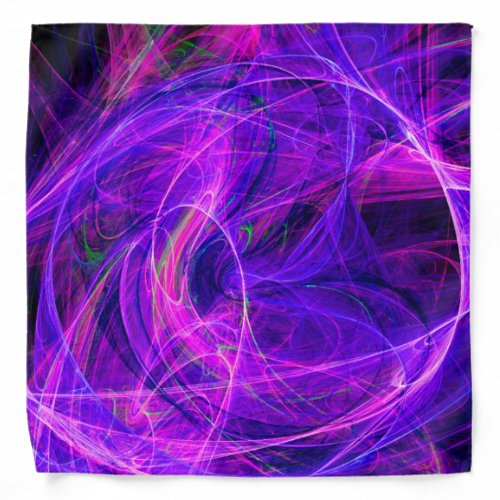 CRAZY PHOTON Abstract Purple Blue FractalsSwirls Bandana