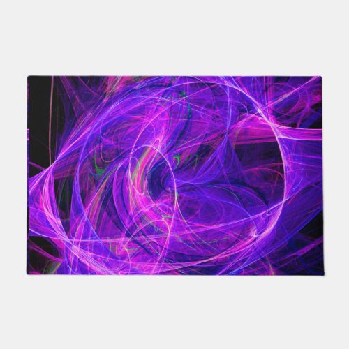 CRAZY PHOTON Abstract Purple Blue FractalsSwirls Doormat