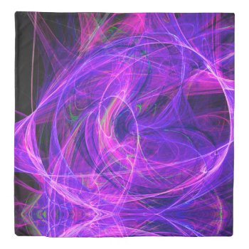 Crazy Photon Abstract Purple Blue Fractals Swirls Duvet Cover by AiLartworks at Zazzle
