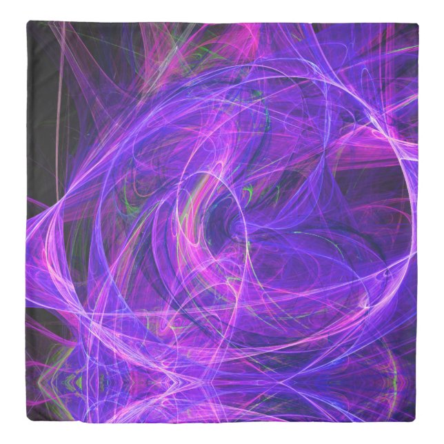 CRAZY PHOTON Abstract Purple Blue Fractals,Swirls Duvet Cover (Front)