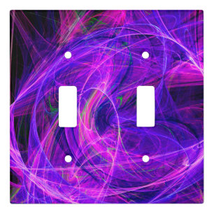 CRAZY PHOTON Abstract Purple Blue Fractals,Swirls Light Switch Cover