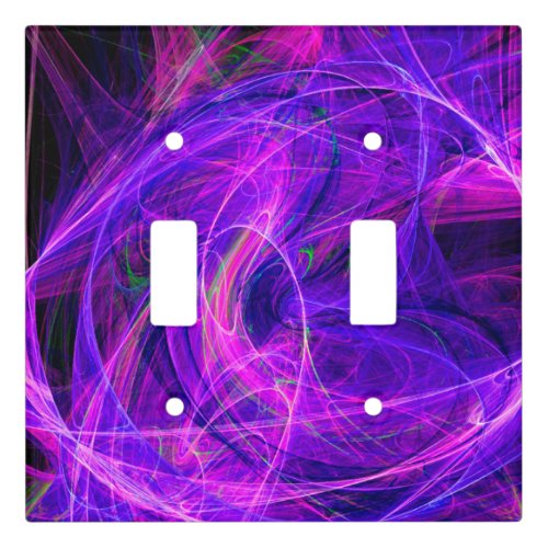 CRAZY PHOTON Abstract Purple Blue FractalsSwirls Light Switch Cover