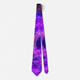 CRAZY PHOTON Abstract Purple Blue Fractals,Swirls Neck Tie