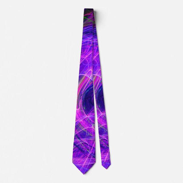 CRAZY PHOTON Abstract Purple Blue Fractals,Swirls Neck Tie (Front)