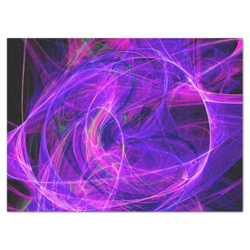 CRAZY PHOTON Abstract Purple Blue FractalsSwirls Tissue Paper