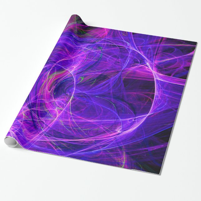 CRAZY PHOTON Abstract Purple Blue Fractals,Swirls Wrapping Paper (Unrolled)