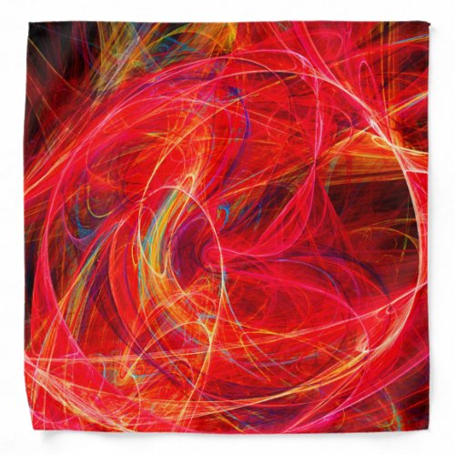 CRAZY PHOTON Abstract Red Yellow FractalsSwirls Bandana