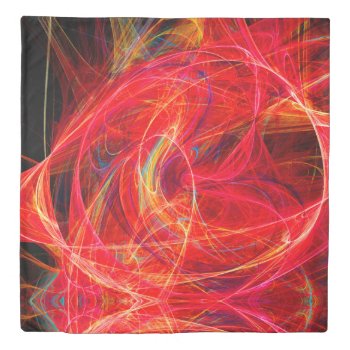 Crazy Photon Abstract Red Yellow Fractals  Swirls Duvet Cover by AiLartworks at Zazzle