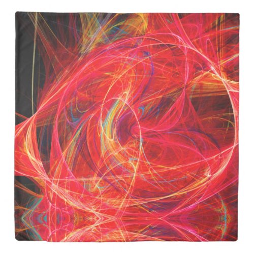 CRAZY PHOTON Abstract Red Yellow Fractals Swirls Duvet Cover