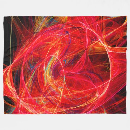 CRAZY PHOTON Abstract Red Yellow FractalsSwirls Fleece Blanket