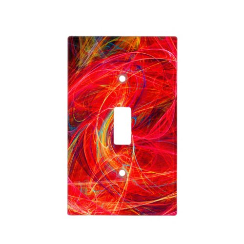 CRAZY PHOTON Abstract Red Yellow Fractals Swirls Light Switch Cover