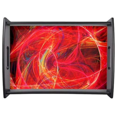 CRAZY PHOTON Abstract Red Yellow Fractals Swirls  Serving Tray