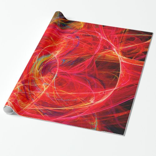 CRAZY PHOTON Abstract Red Yellow FractalsSwirls Wrapping Paper