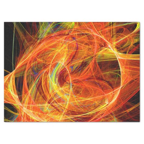 CRAZY PHOTON Abstract Yellow Orange Fractal Swirls Tissue Paper