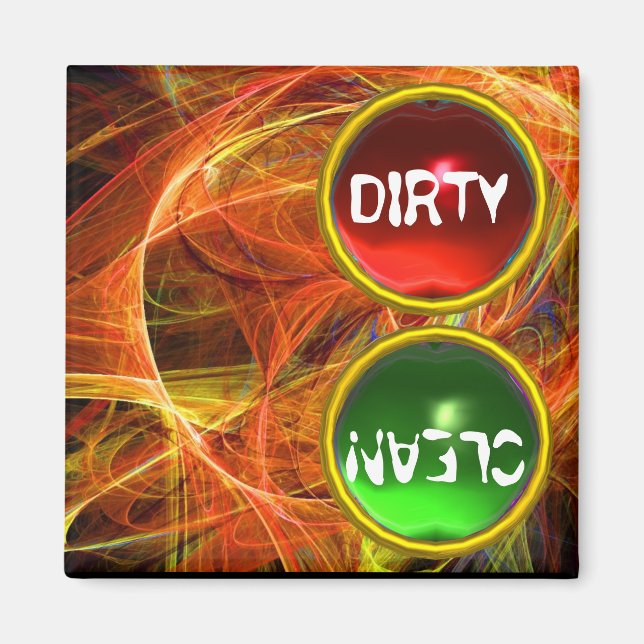 CRAZY PHOTON  AND RED GREEN GEMS Dirty Clean Magnet (Front)